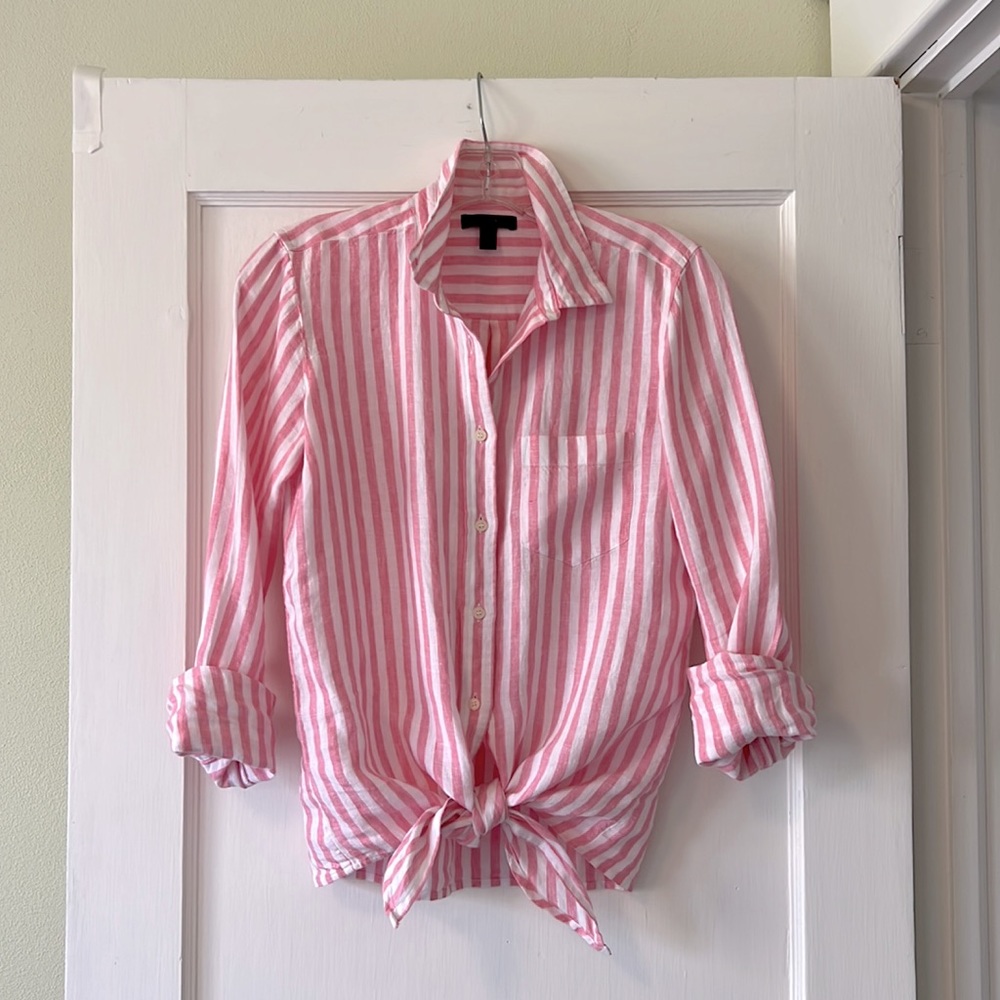 J. Crew Tie Front Linen Shirt